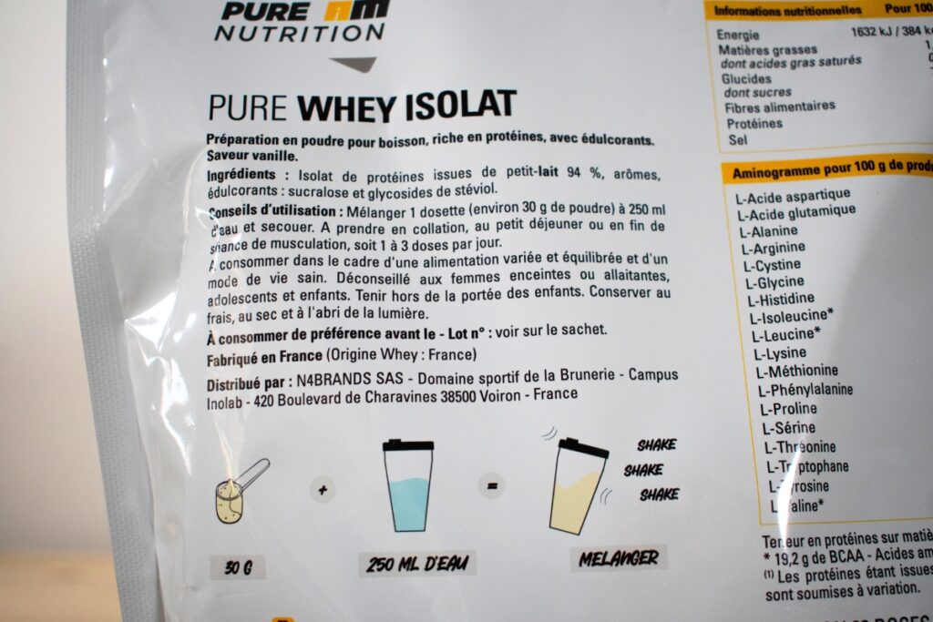 ingrédients instructions am nutrition whey